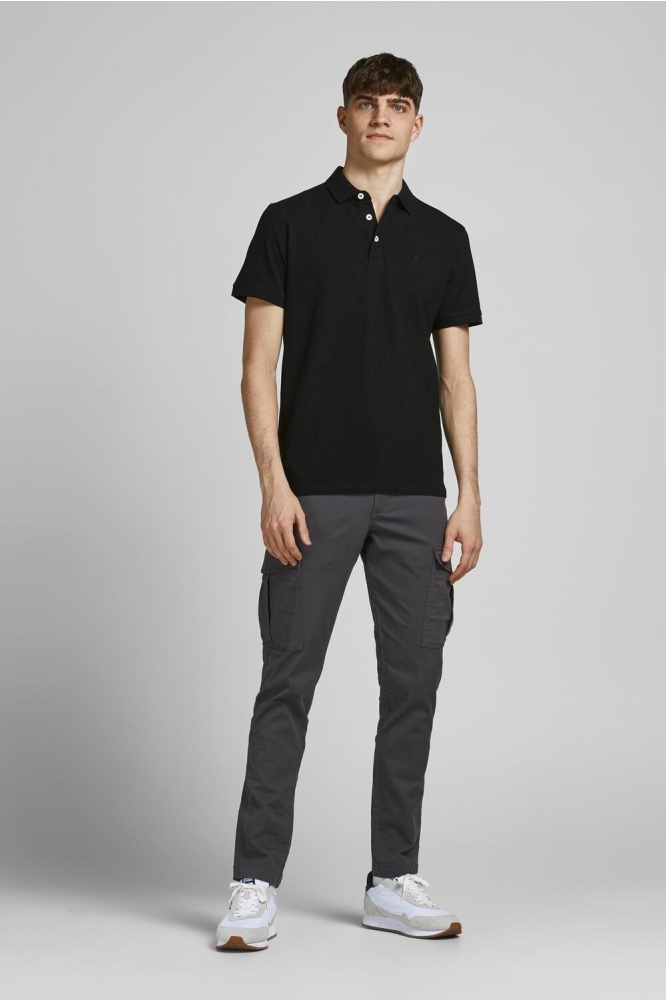 JJEPAULOS POLO SS NOOS 12136668 BLACK/TONAL/BLAC